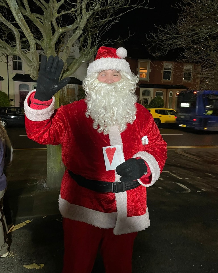 Santa with a card